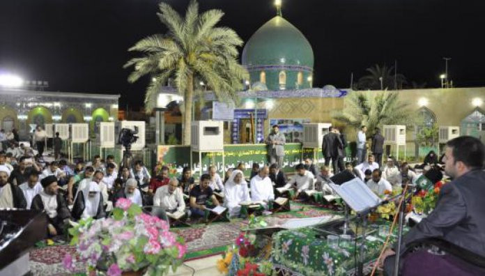 معهد القرآن الكريم في العتبة العباسية المقدسة يقيم امسية قرآنية في مزار السيد إبراهيم الغمر بن الحسن المثنى بن الإمام الحسن المجتبى(عليهما